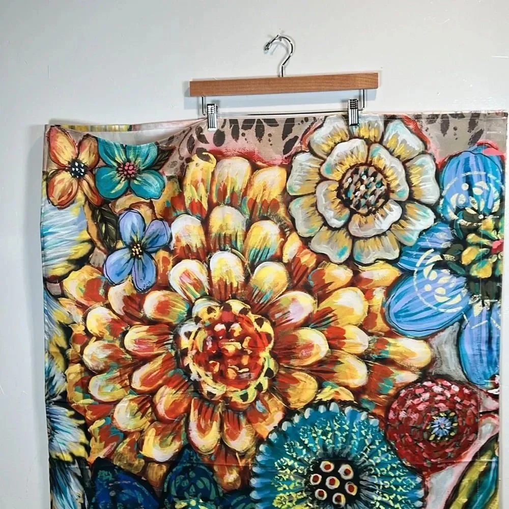 Laural Home Floral Shower Curtain Boho Colorful Spring Floral 71” x 72”